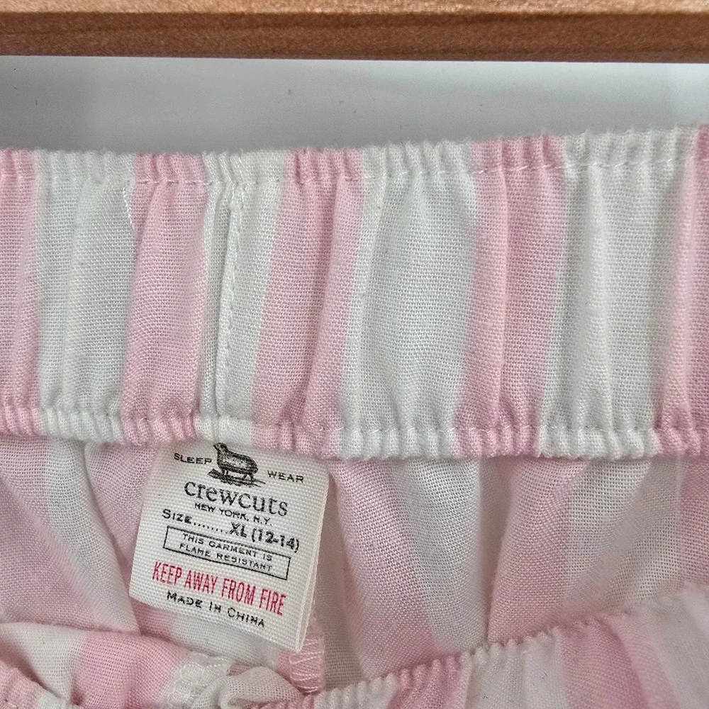 Crewcuts Girls Pink White Striped Ruffle Pajama Shorts Size‎ XL 12-14 Loungewear
